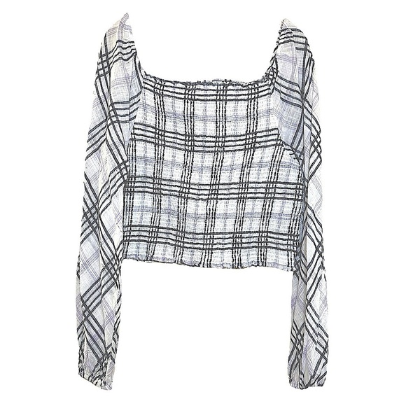INC INTERNATIONAL CONCEPTS Ivory Plaid Square Neck Top • MSRP $70.00 - Picture 6 of 7